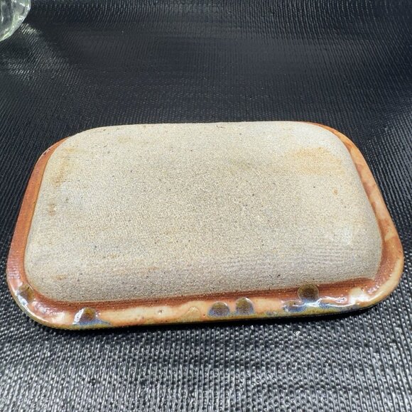 Vintage Hand Made Stoneware Pottery Dish Tray Artist Signed Embossed Butterfly - Picture 13 of 16